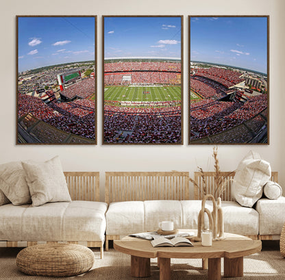 An William Brice-Stadium view of a full football stadium with cheering fans and clear blue skies, capturing the excitement and energy of the game.