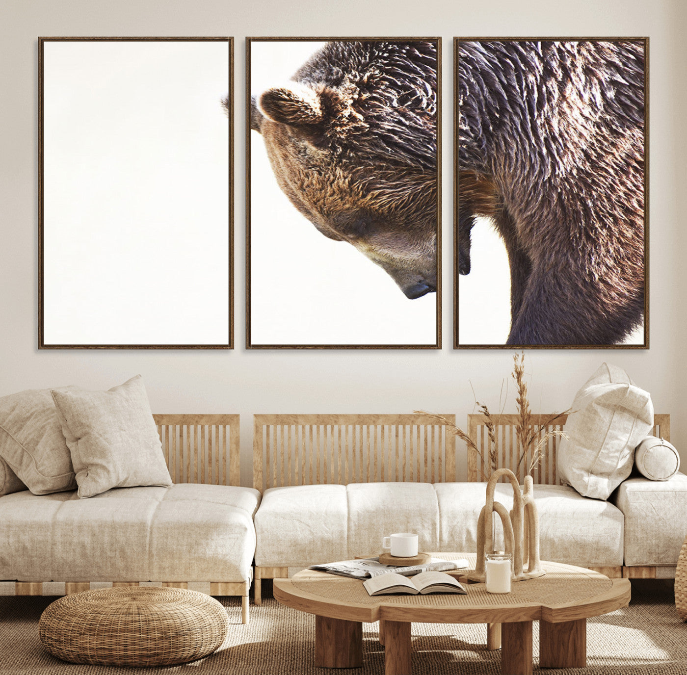 Majestic Bear Portrait - Capture the raw beauty of a bear in a detailed close-up, perfect for your Wall Art Canvas Print collection