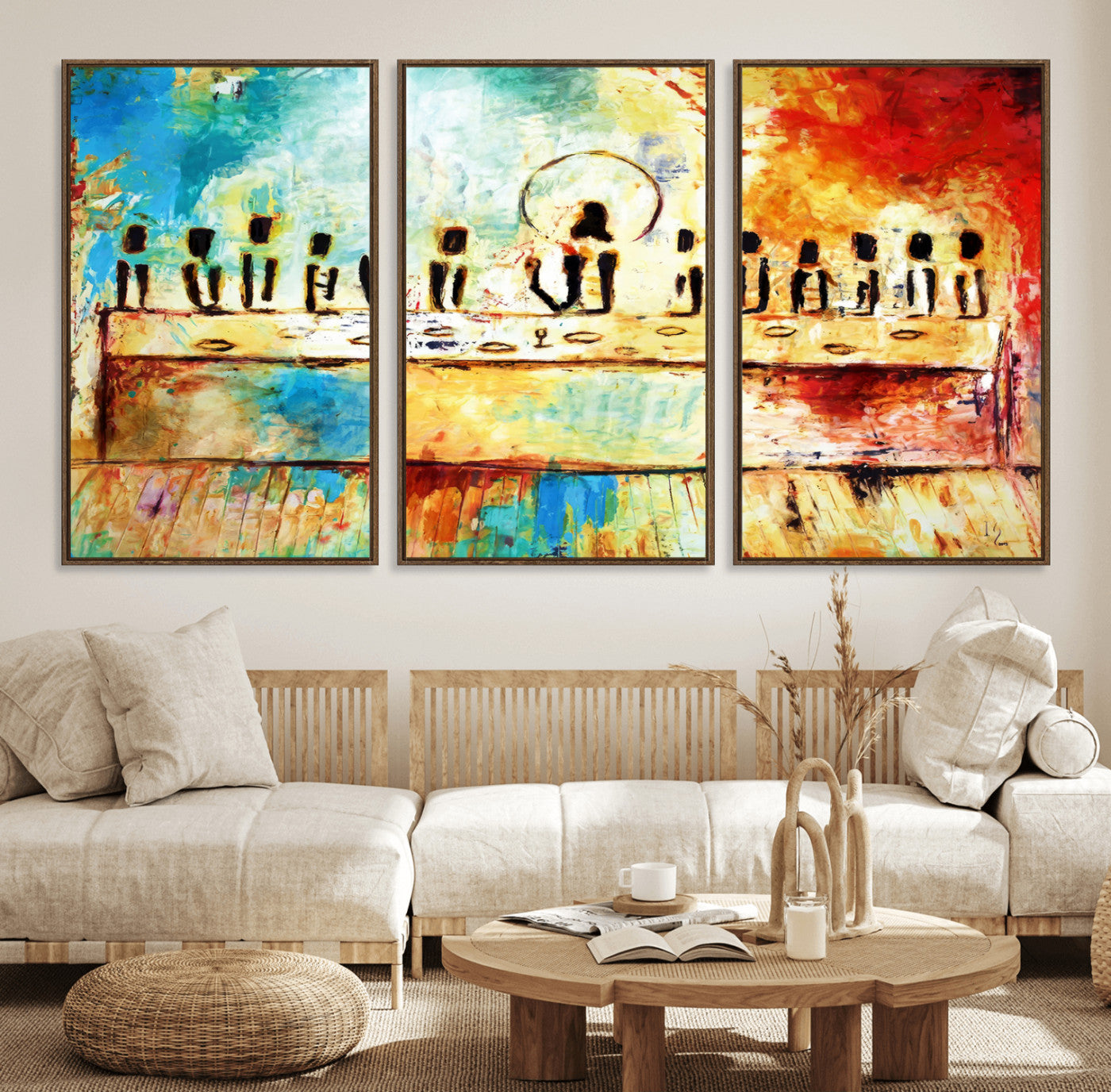 Abstract Last Supper with Apostles Wall Art Canvas Print