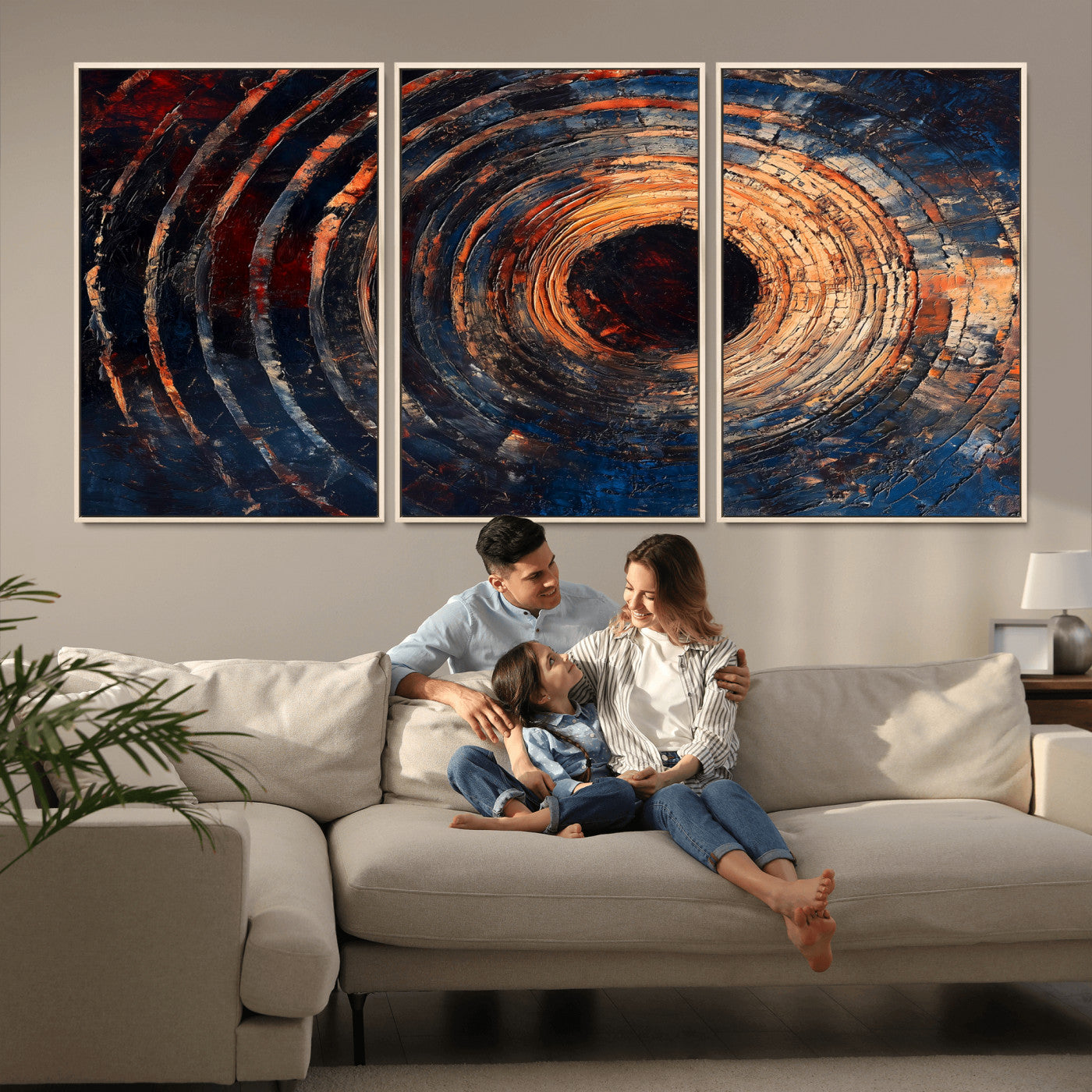 Wood Tree Ring Wall Art Print - Natural Wood Canvas Print, featuring an intricate tree ring pattern with organic textures, perfect for rustic and nature-inspired decor.