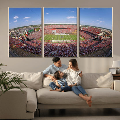 An William Brice-Stadium view of a full football stadium with cheering fans and clear blue skies, capturing the excitement and energy of the game.