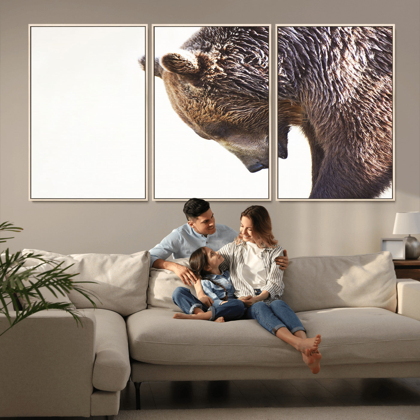Majestic Bear Portrait - Capture the raw beauty of a bear in a detailed close-up, perfect for your Wall Art Canvas Print collection