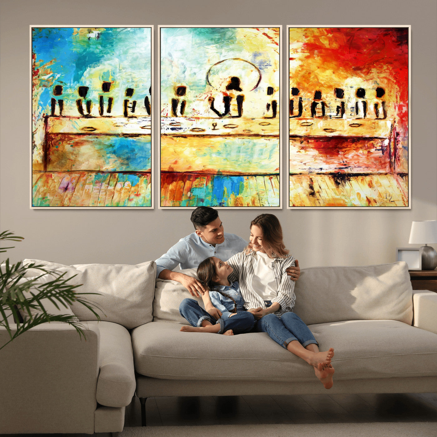 Abstract Last Supper with Apostles Wall Art Canvas Print