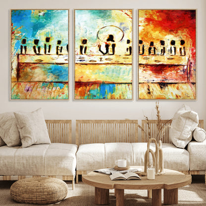 Abstract Last Supper with Apostles Wall Art Canvas Print