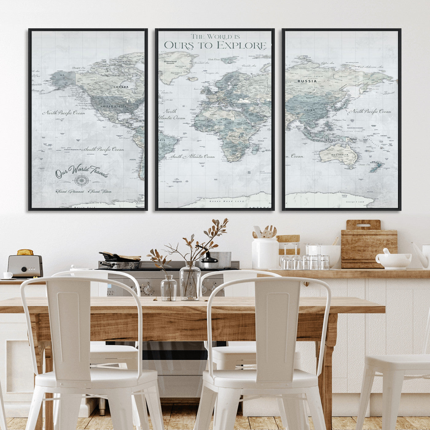 Custom Push Pin World Map Wall Canvas Print – Personalized Travel Tracker with Pins – Framed Custom Quotie Canvas for Home Office Decor