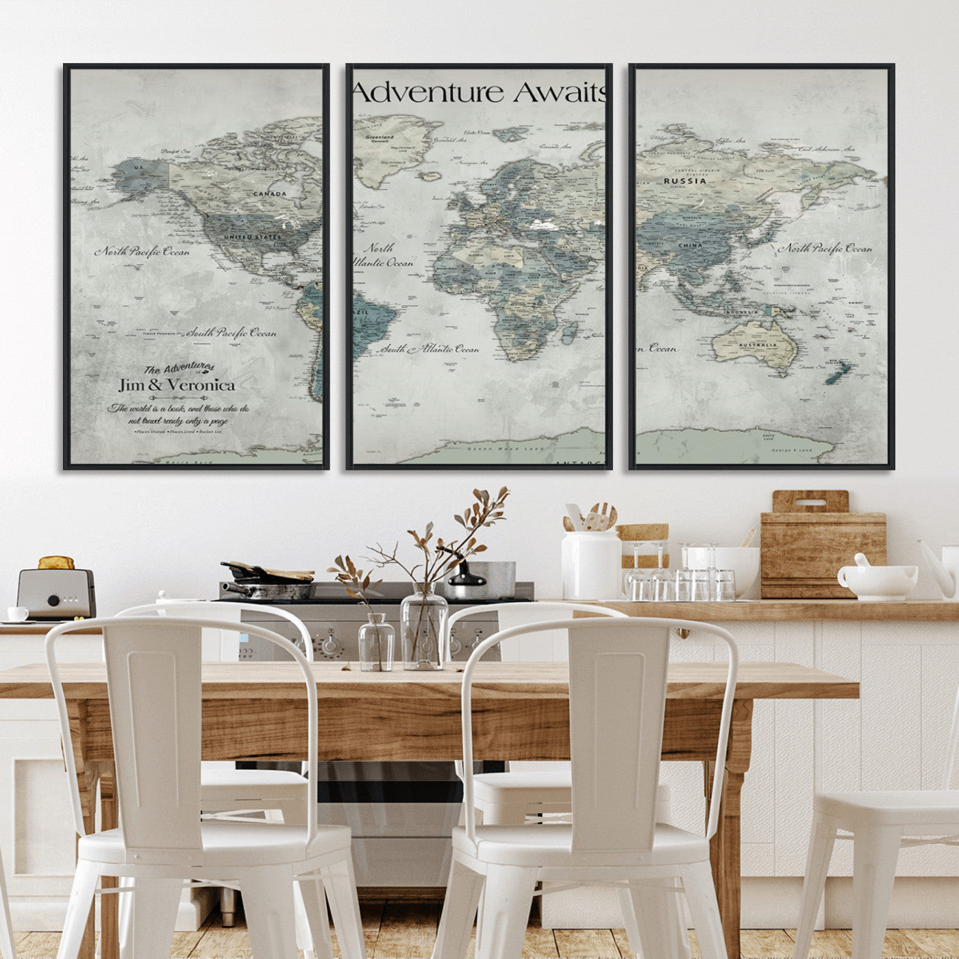 Customize Push Pin World Map Wall Canvas Print – Personalized Travel Tracker with Pins – Framed Custom Quotie Canvas for Home Office Decor