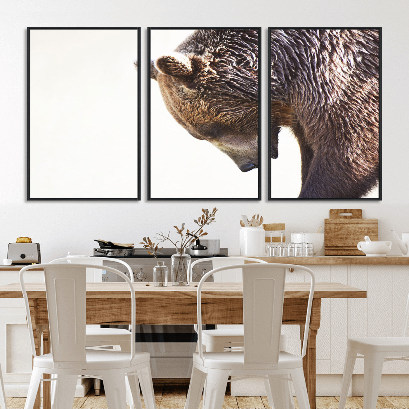 Majestic Bear Portrait - Capture the raw beauty of a bear in a detailed close-up, perfect for your Wall Art Canvas Print collection