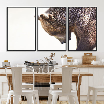 Majestic Bear Portrait - Capture the raw beauty of a bear in a detailed close-up, perfect for your Wall Art Canvas Print collection