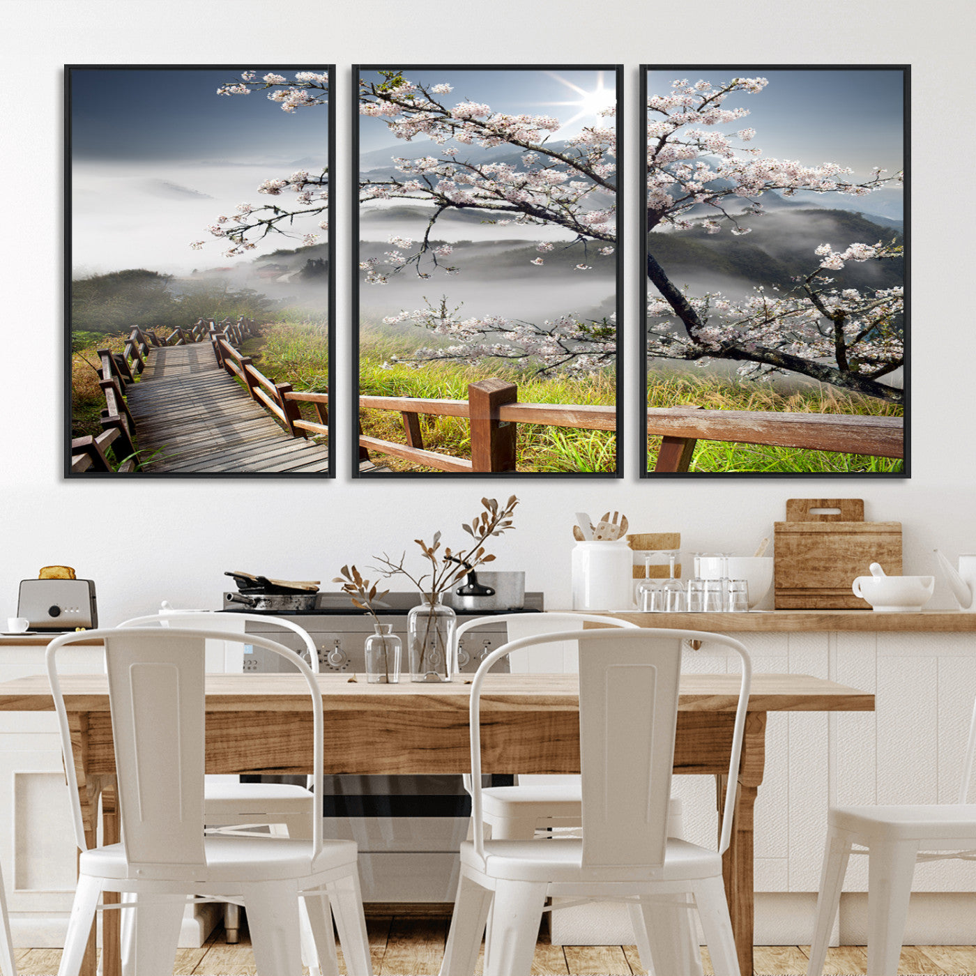 Sakura Cherry Blossom Pathway Canvas Wall Art – Tranquil Walk Through Blossoming Nature – Ready to Hang