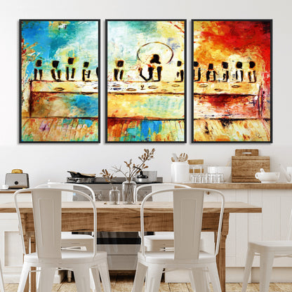 Abstract Last Supper with Apostles Wall Art Canvas Print
