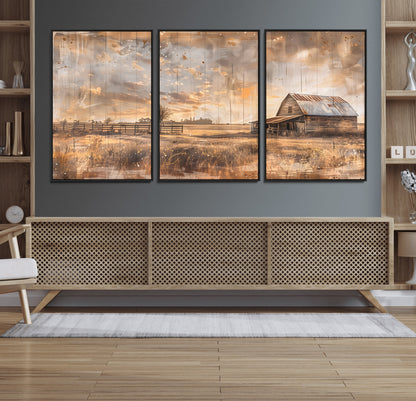 Rustic Farmhouse Wall Decor, Old Barn Painting, Southwestern Canvas Print, Home Improvement, Modern Farmhouse Wall Art, Home Decor,Home Gift