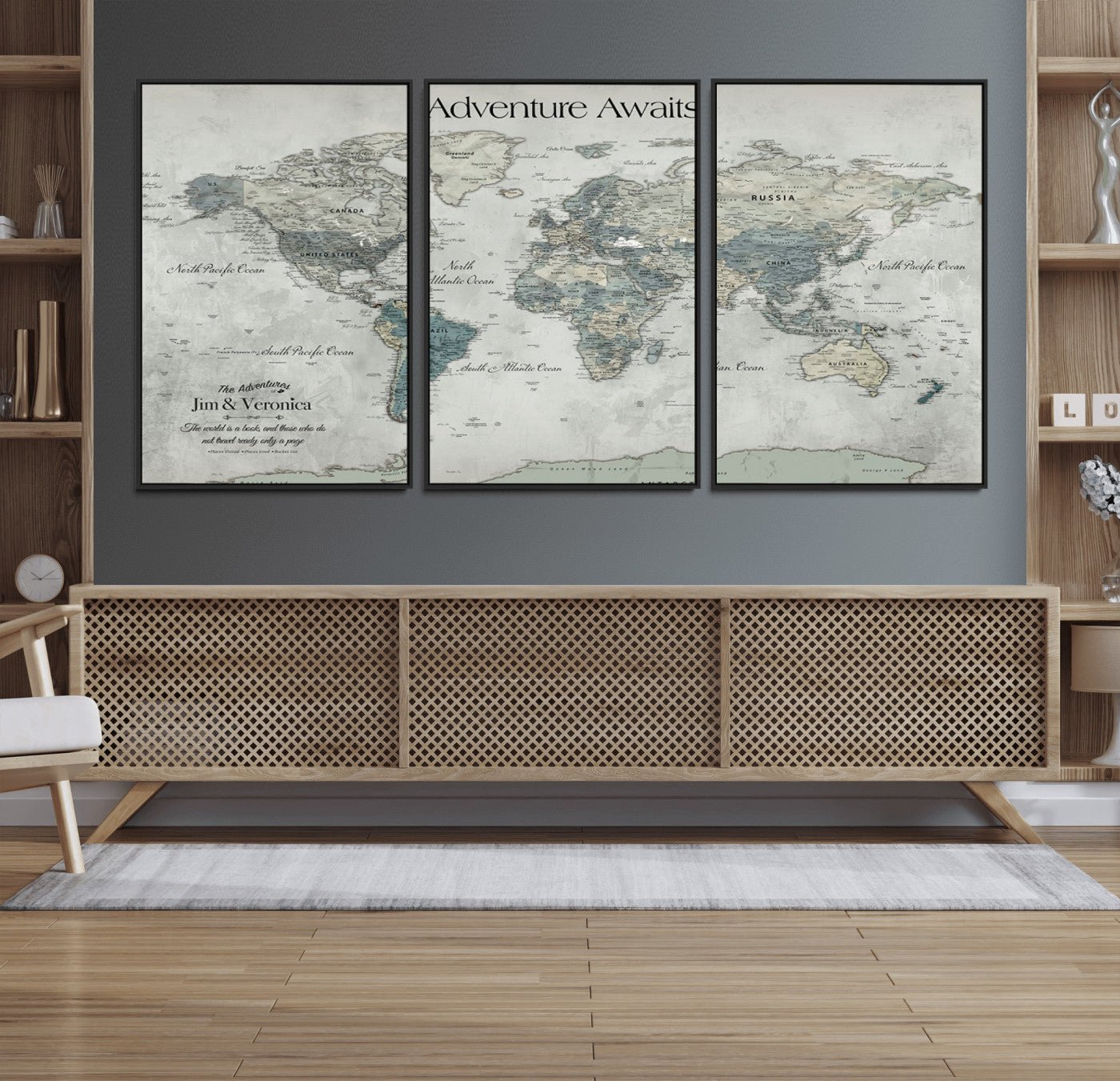 Customize Push Pin World Map Wall Canvas Print – Personalized Travel Tracker with Pins – Framed Custom Quotie Canvas for Home Office Decor