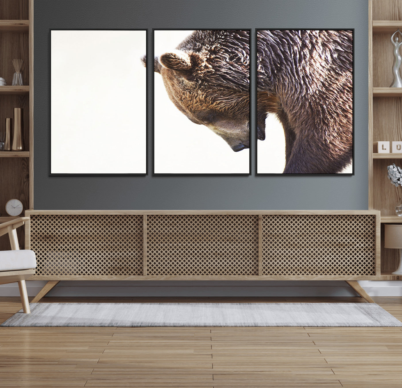 Majestic Bear Portrait - Capture the raw beauty of a bear in a detailed close-up, perfect for your Wall Art Canvas Print collection