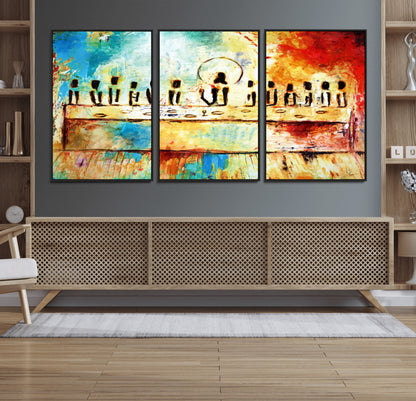Abstract Last Supper with Apostles Wall Art Canvas Print