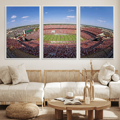 An William Brice-Stadium view of a full football stadium with cheering fans and clear blue skies, capturing the excitement and energy of the game.
