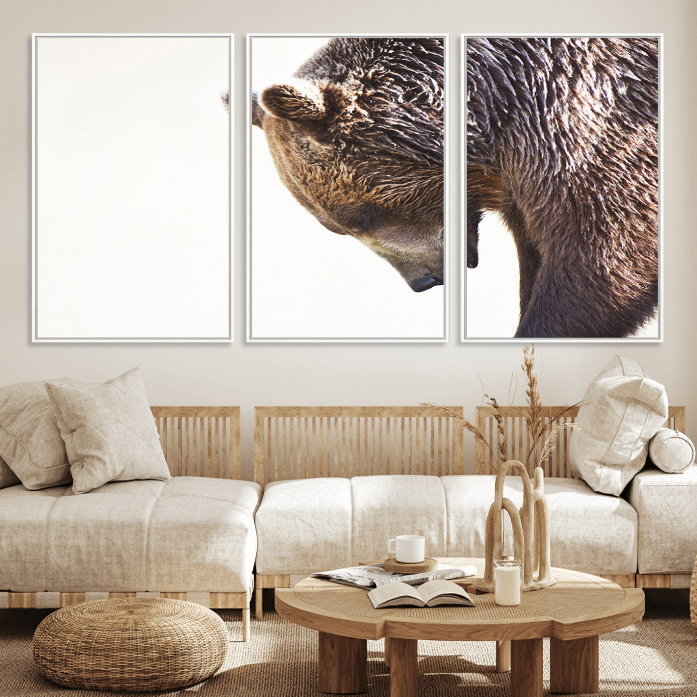 Majestic Bear Portrait - Capture the raw beauty of a bear in a detailed close-up, perfect for your Wall Art Canvas Print collection