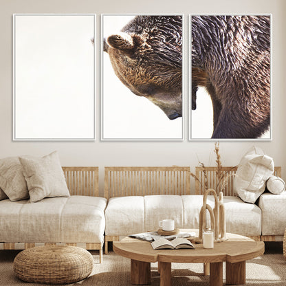 Majestic Bear Portrait - Capture the raw beauty of a bear in a detailed close-up, perfect for your Wall Art Canvas Print collection