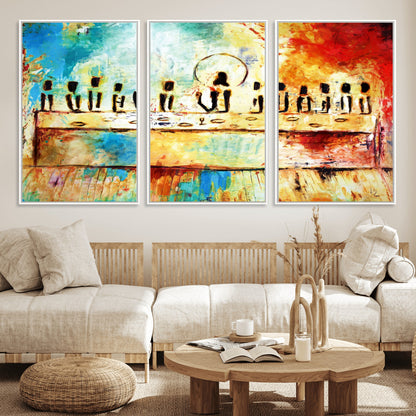 Abstract Last Supper with Apostles Wall Art Canvas Print
