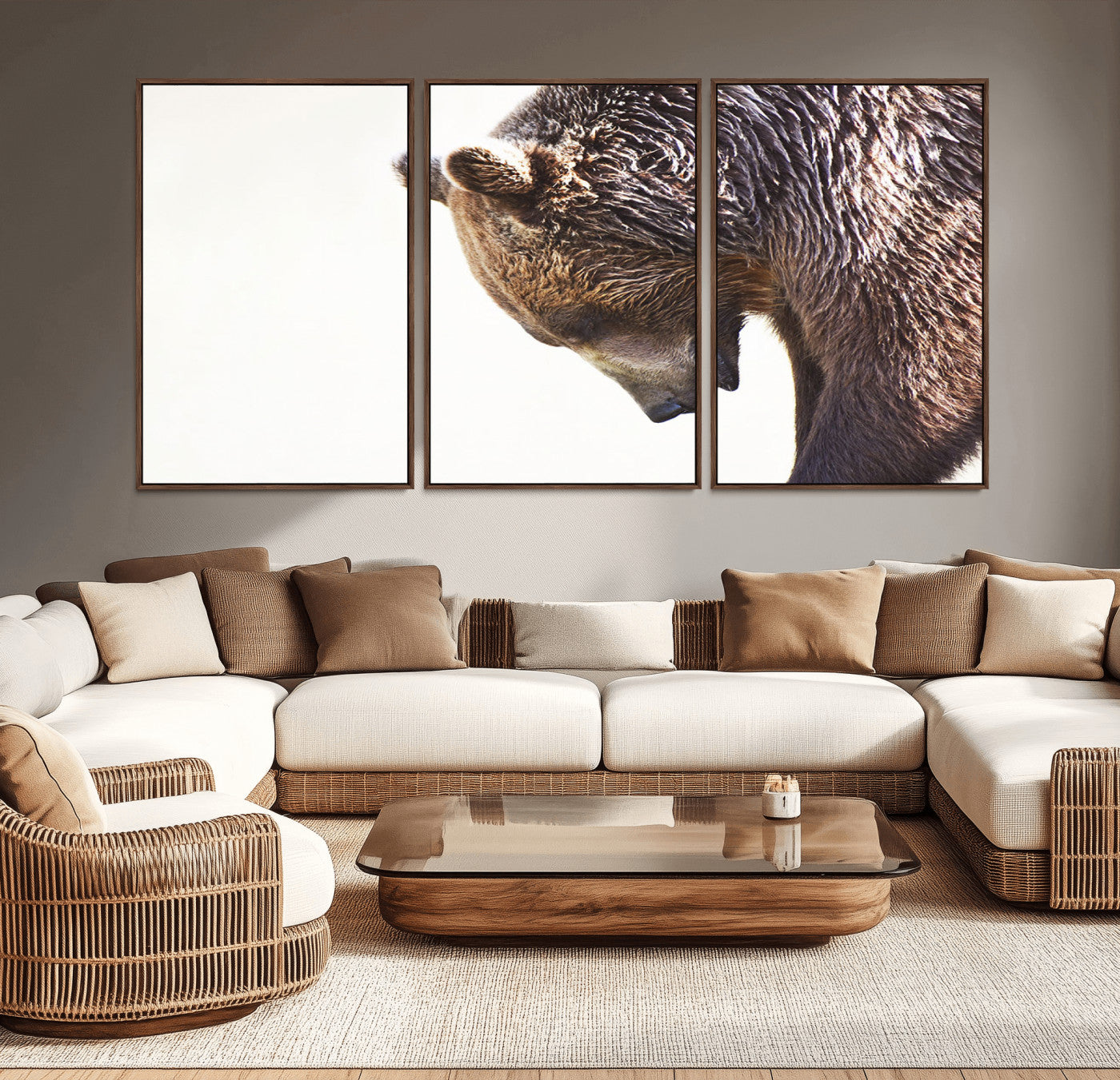 Majestic Bear Portrait - Capture the raw beauty of a bear in a detailed close-up, perfect for your Wall Art Canvas Print collection