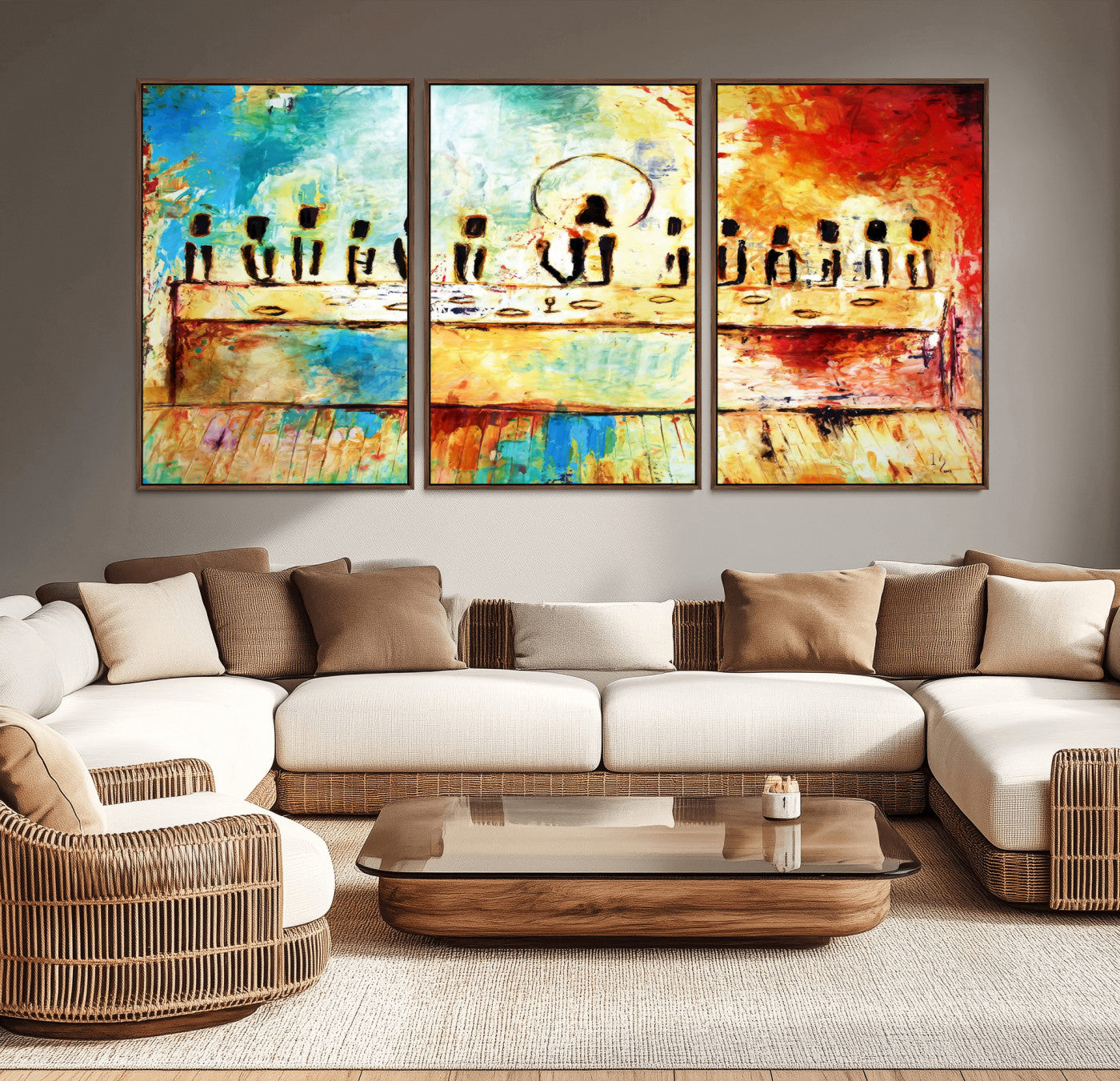 Abstract Last Supper with Apostles Wall Art Canvas Print