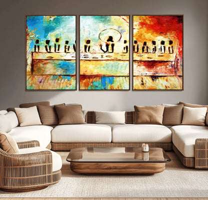 Abstract Last Supper with Apostles Wall Art Canvas Print