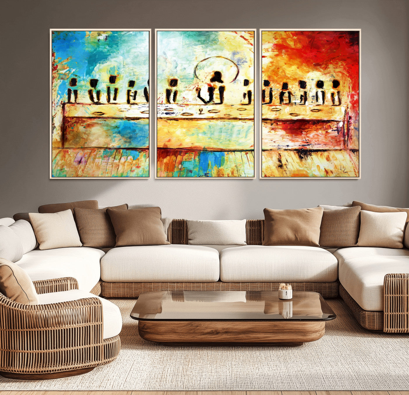 Abstract Last Supper with Apostles Wall Art Canvas Print