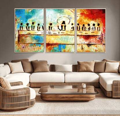 Abstract Last Supper with Apostles Wall Art Canvas Print