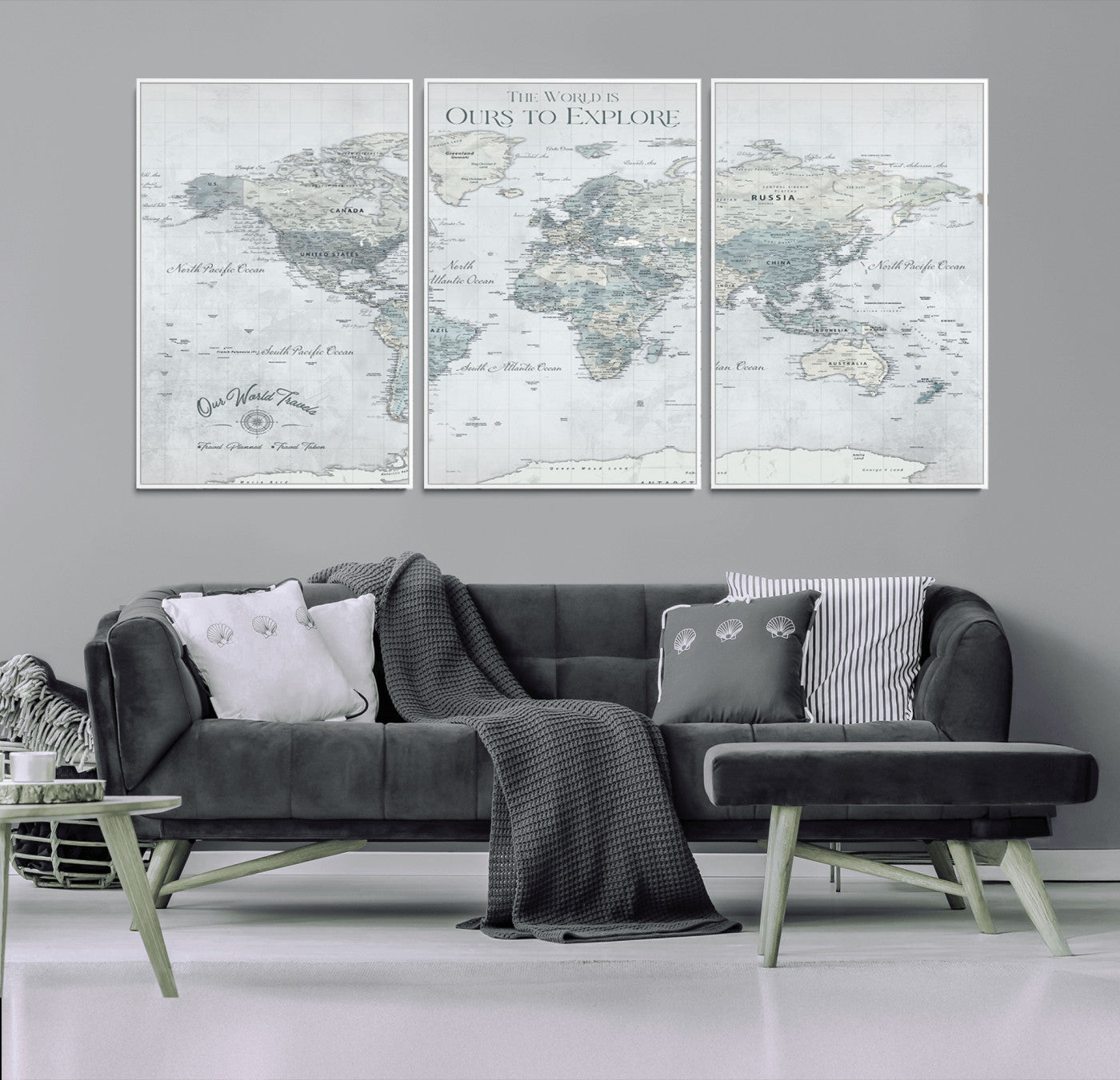 Custom Push Pin World Map Wall Canvas Print – Personalized Travel Tracker with Pins – Framed Custom Quotie Canvas for Home Office Decor