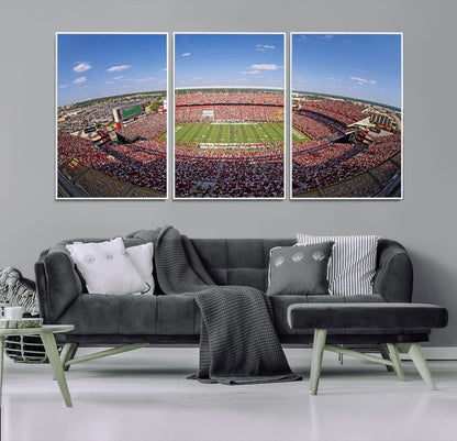 An William Brice-Stadium view of a full football stadium with cheering fans and clear blue skies, capturing the excitement and energy of the game.
