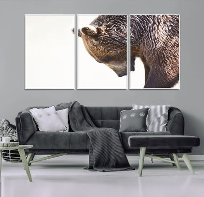 Majestic Bear Portrait - Capture the raw beauty of a bear in a detailed close-up, perfect for your Wall Art Canvas Print collection