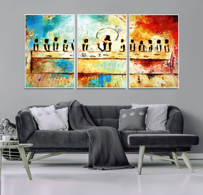 Abstract Last Supper with Apostles Wall Art Canvas Print