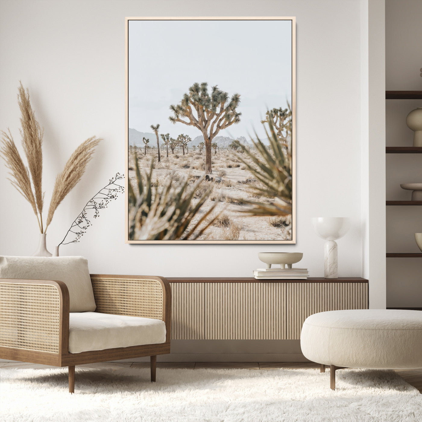 Wall art of a Joshua Tree in soft neutral tones, perfect for desert-inspired or Southwestern minimalist home decor.