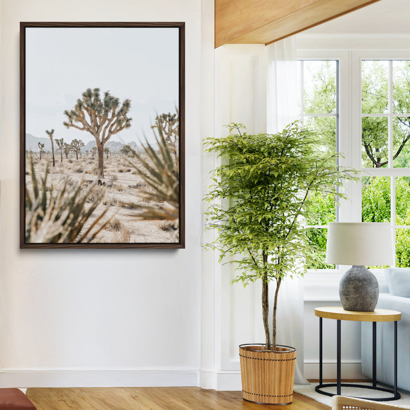 Wall art of a Joshua Tree in soft neutral tones, perfect for desert-inspired or Southwestern minimalist home decor.