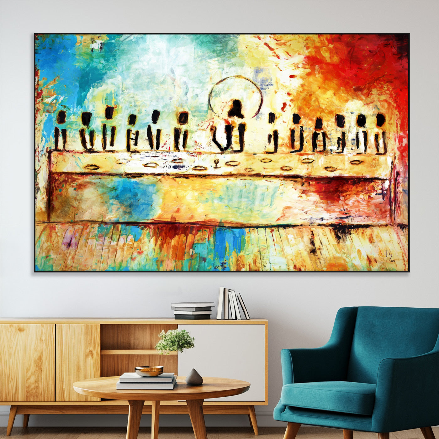 Abstract Last Supper with Apostles Wall Art Canvas Print