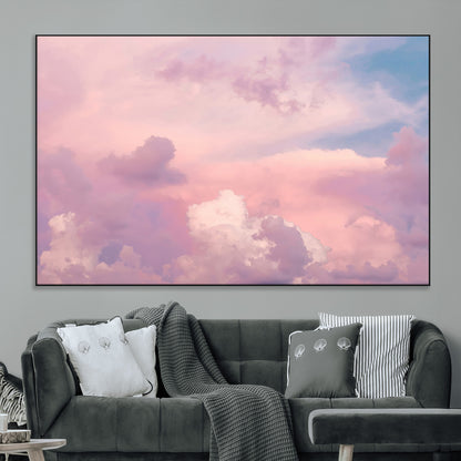 Soft pastel-colored clouds in shades of pink, purple, and blue, creating a dreamy and serene sky perfect for a calming decor touch.