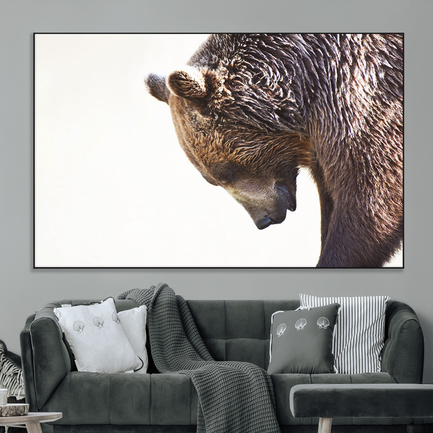 Majestic Bear Portrait - Capture the raw beauty of a bear in a detailed close-up, perfect for your Wall Art Canvas Print collection
