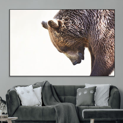 Majestic Bear Portrait - Capture the raw beauty of a bear in a detailed close-up, perfect for your Wall Art Canvas Print collection