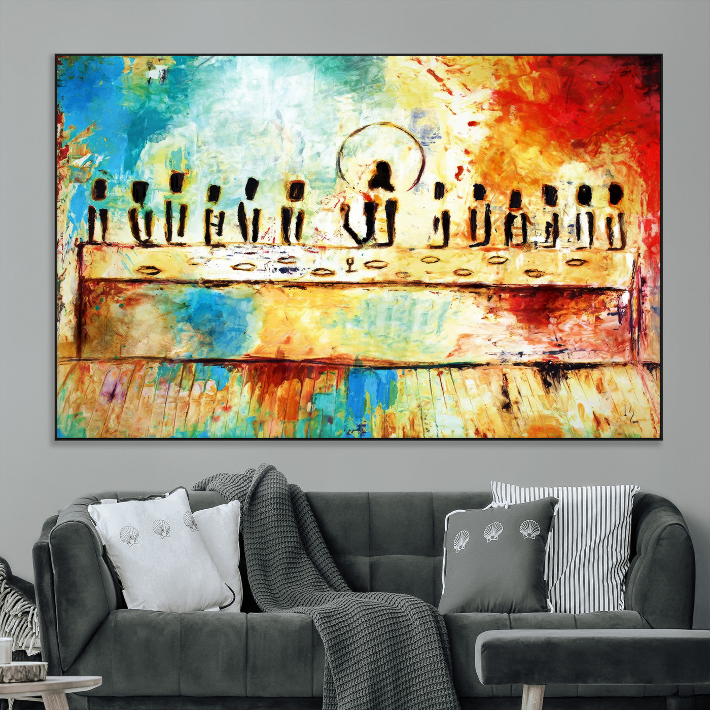 Abstract Last Supper with Apostles Wall Art Canvas Print