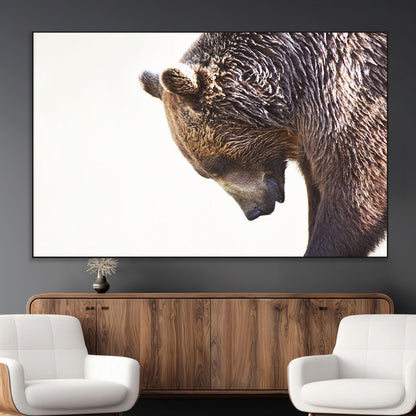 Majestic Bear Portrait - Capture the raw beauty of a bear in a detailed close-up, perfect for your Wall Art Canvas Print collection