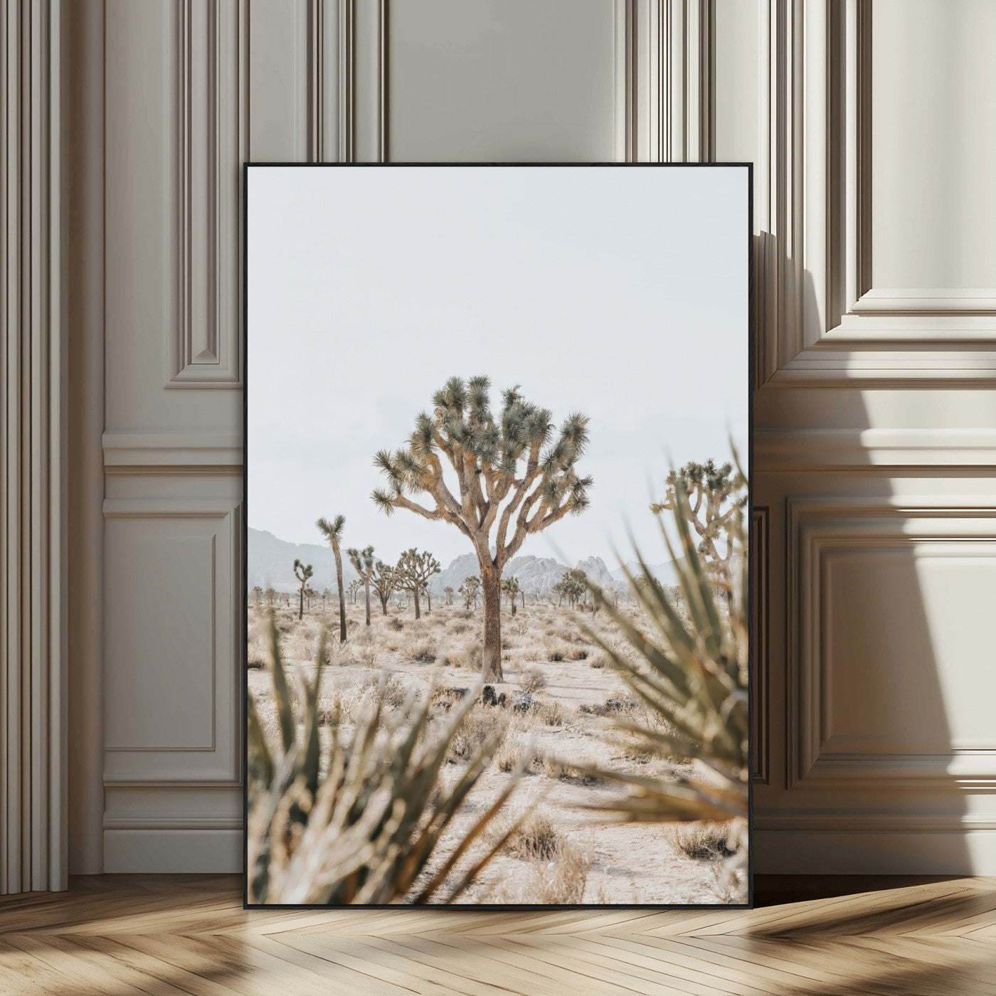 Wall art of a Joshua Tree in soft neutral tones, perfect for desert-inspired or Southwestern minimalist home decor.