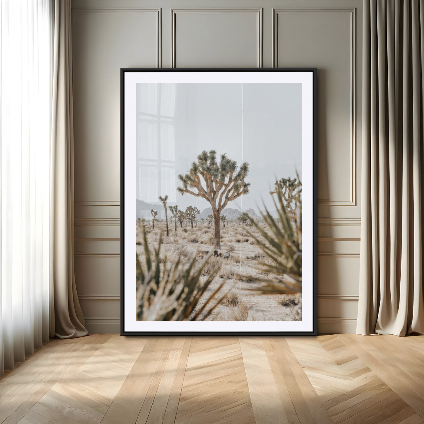 Wall art of a Joshua Tree in soft neutral tones, perfect for desert-inspired or Southwestern minimalist home decor.