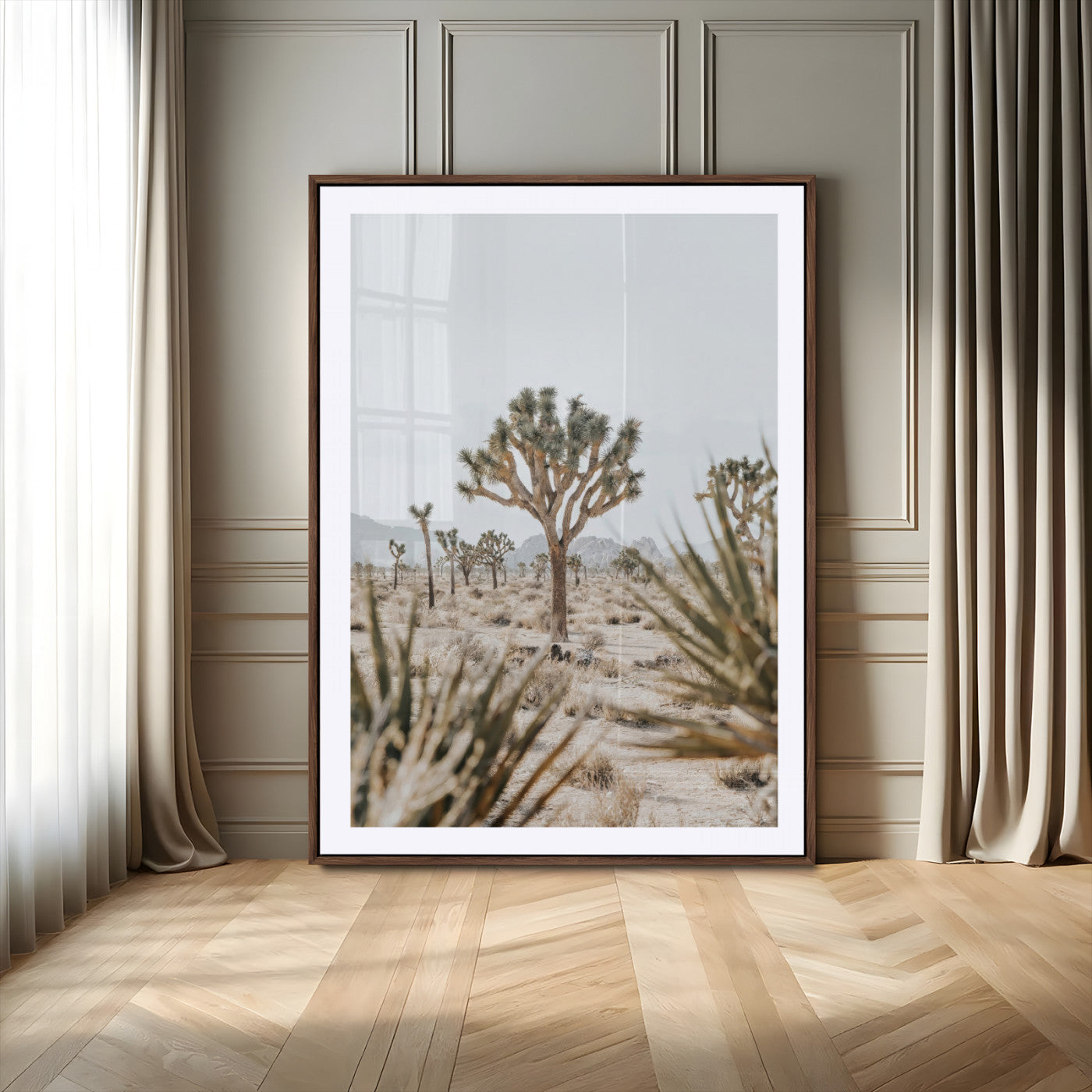 Wall art of a Joshua Tree in soft neutral tones, perfect for desert-inspired or Southwestern minimalist home decor.