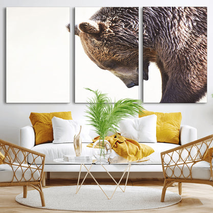 Majestic Bear Portrait - Capture the raw beauty of a bear in a detailed close-up, perfect for your Wall Art Canvas Print collection