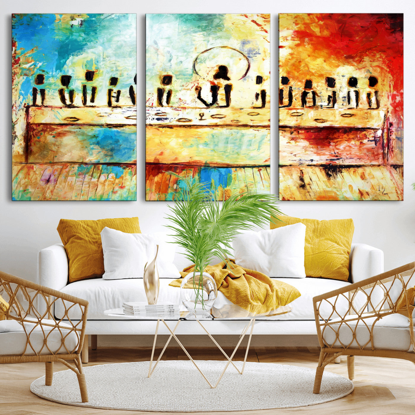 Abstract Last Supper with Apostles Wall Art Canvas Print