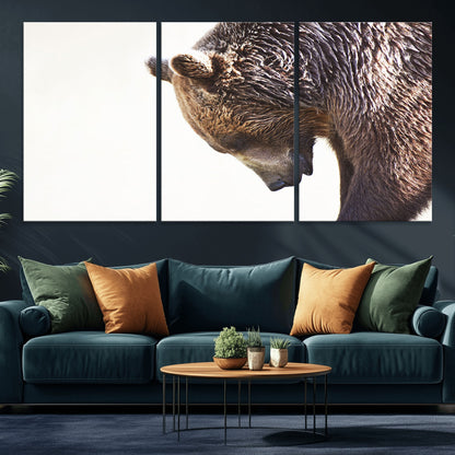 Majestic Bear Portrait - Capture the raw beauty of a bear in a detailed close-up, perfect for your Wall Art Canvas Print collection