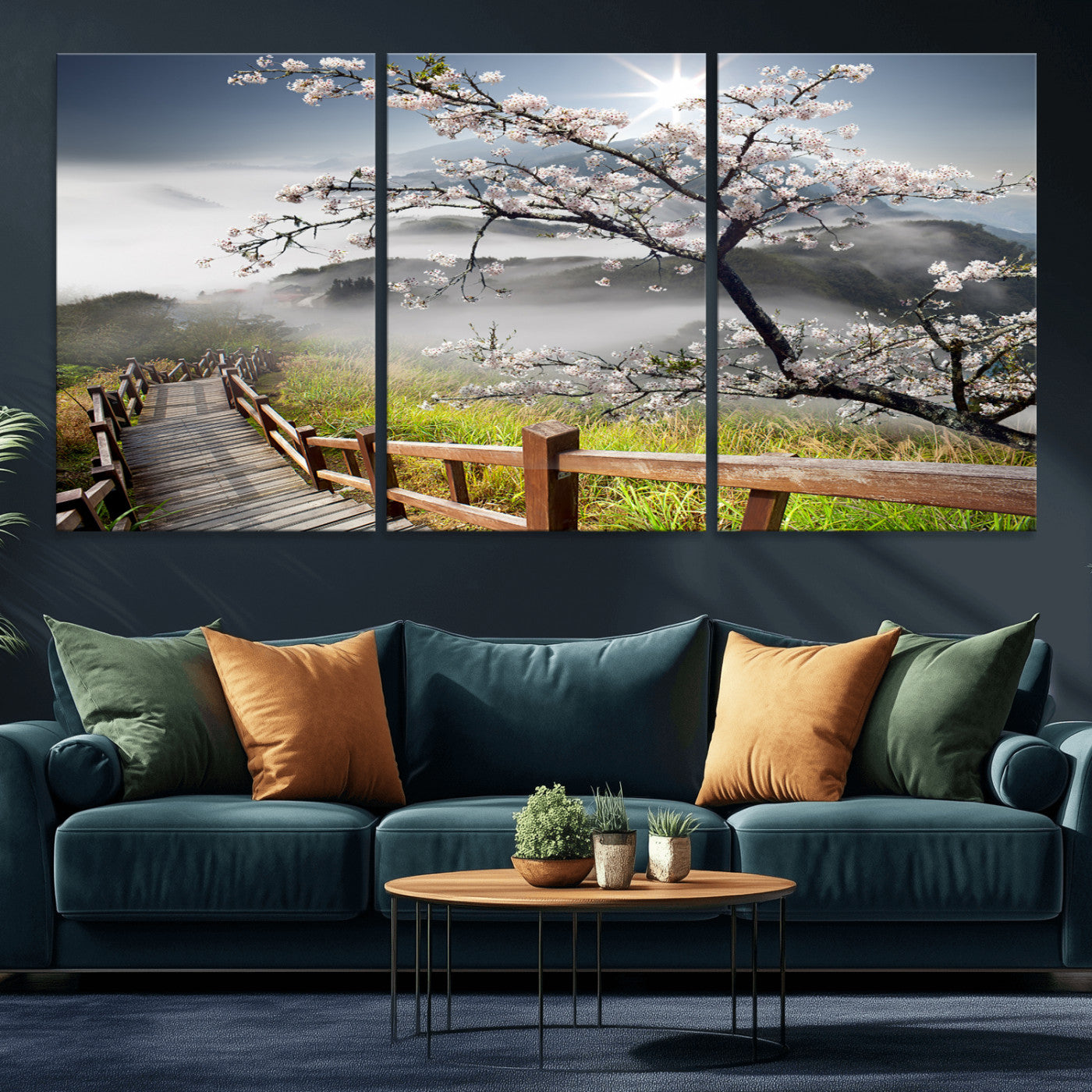 Sakura Cherry Blossom Pathway Canvas Wall Art – Tranquil Walk Through Blossoming Nature – Ready to Hang