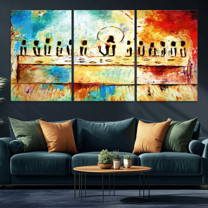 Abstract Last Supper with Apostles Wall Art Canvas Print