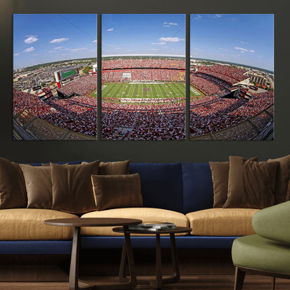 An William Brice-Stadium view of a full football stadium with cheering fans and clear blue skies, capturing the excitement and energy of the game.