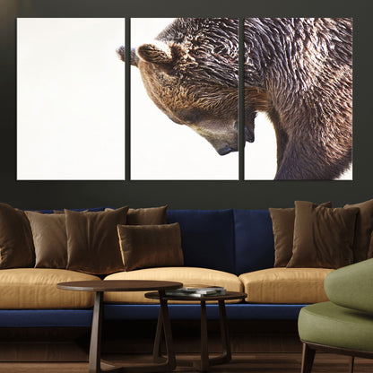Majestic Bear Portrait - Capture the raw beauty of a bear in a detailed close-up, perfect for your Wall Art Canvas Print collection