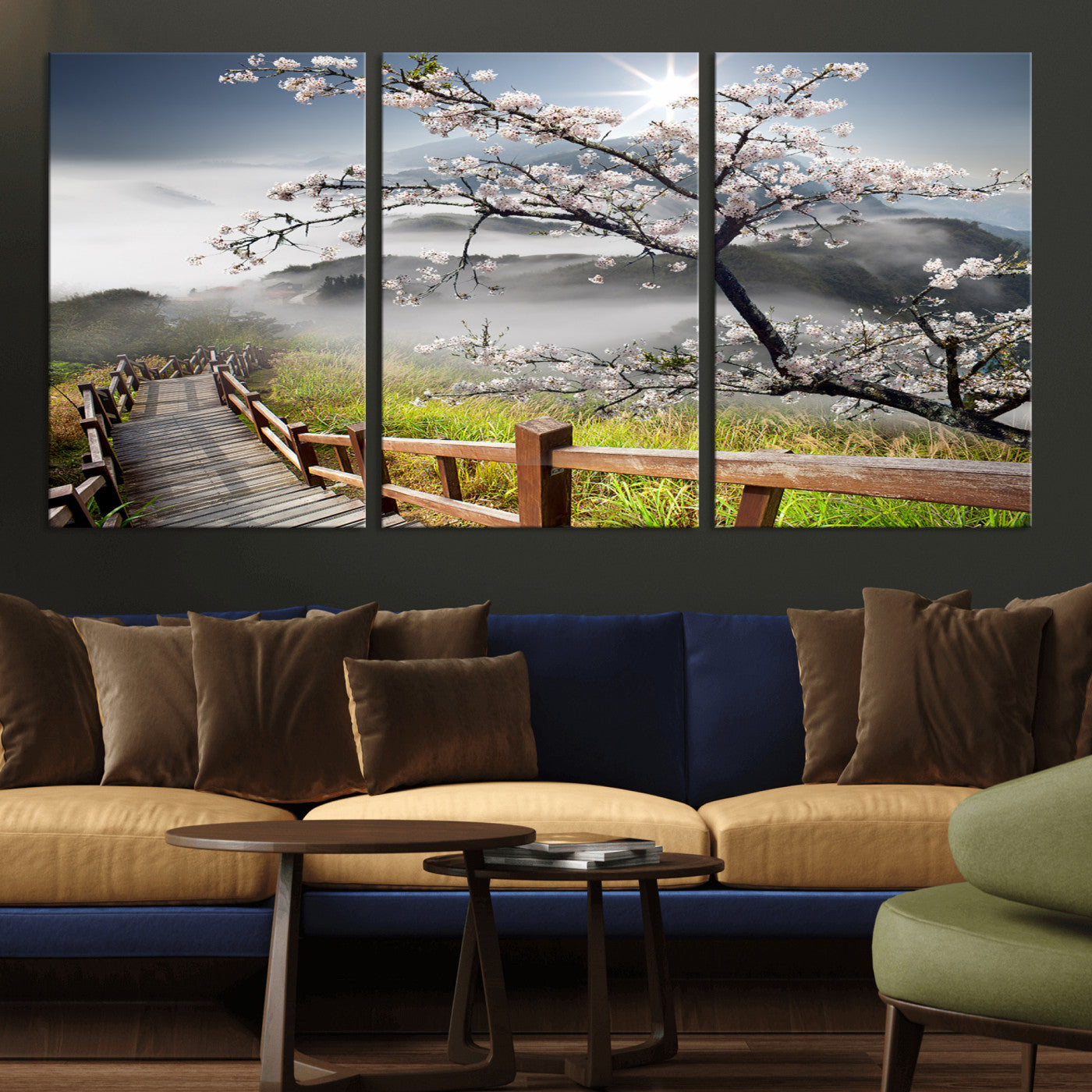 Sakura Cherry Blossom Pathway Canvas Wall Art – Tranquil Walk Through Blossoming Nature – Ready to Hang